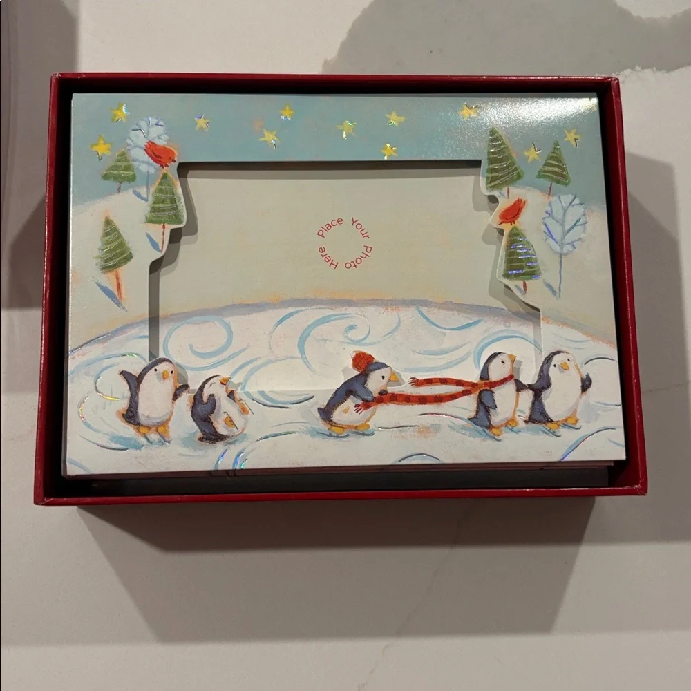 Papyrus Penguin and Tree Holiday Photo Insert Card Set.. NWT